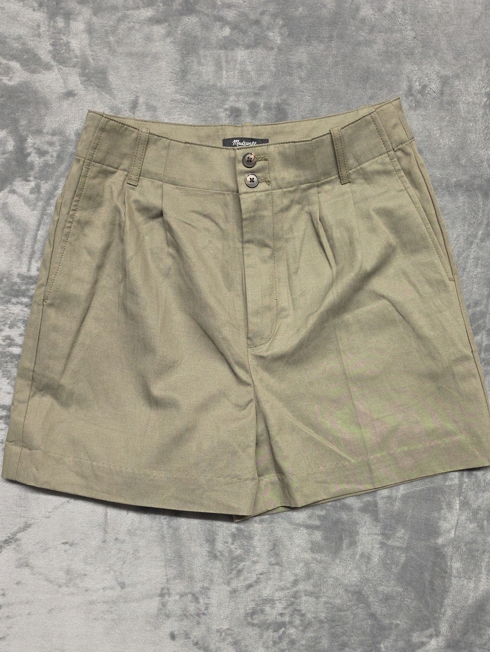 Madewell Olive Green Pleated High-Rise Shorts Sz 2